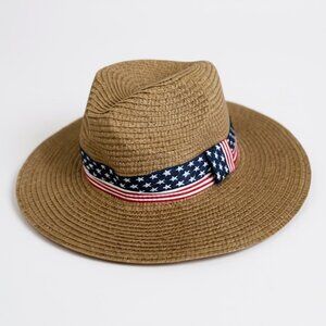 Tan America Ribbon Sun Hat